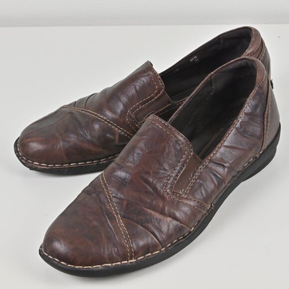 Clarks Bendables Textured Leather Comfy Brown Slip On Loafers Flat US9.5 UK7.5 - Picture 16 of 16